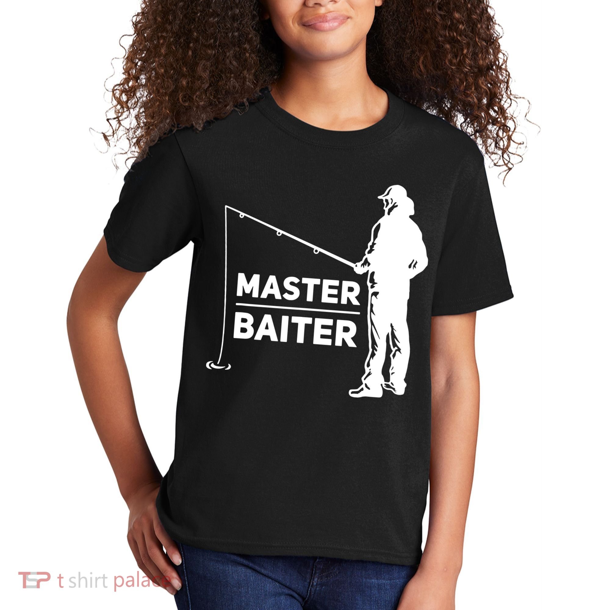 Funny Saying Master Baiter Fishing Fishermen Kids T-Shirt