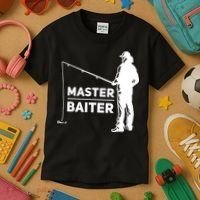 Funny Saying Master Baiter Fishing Fishermen Kids T-Shirt thumb 3