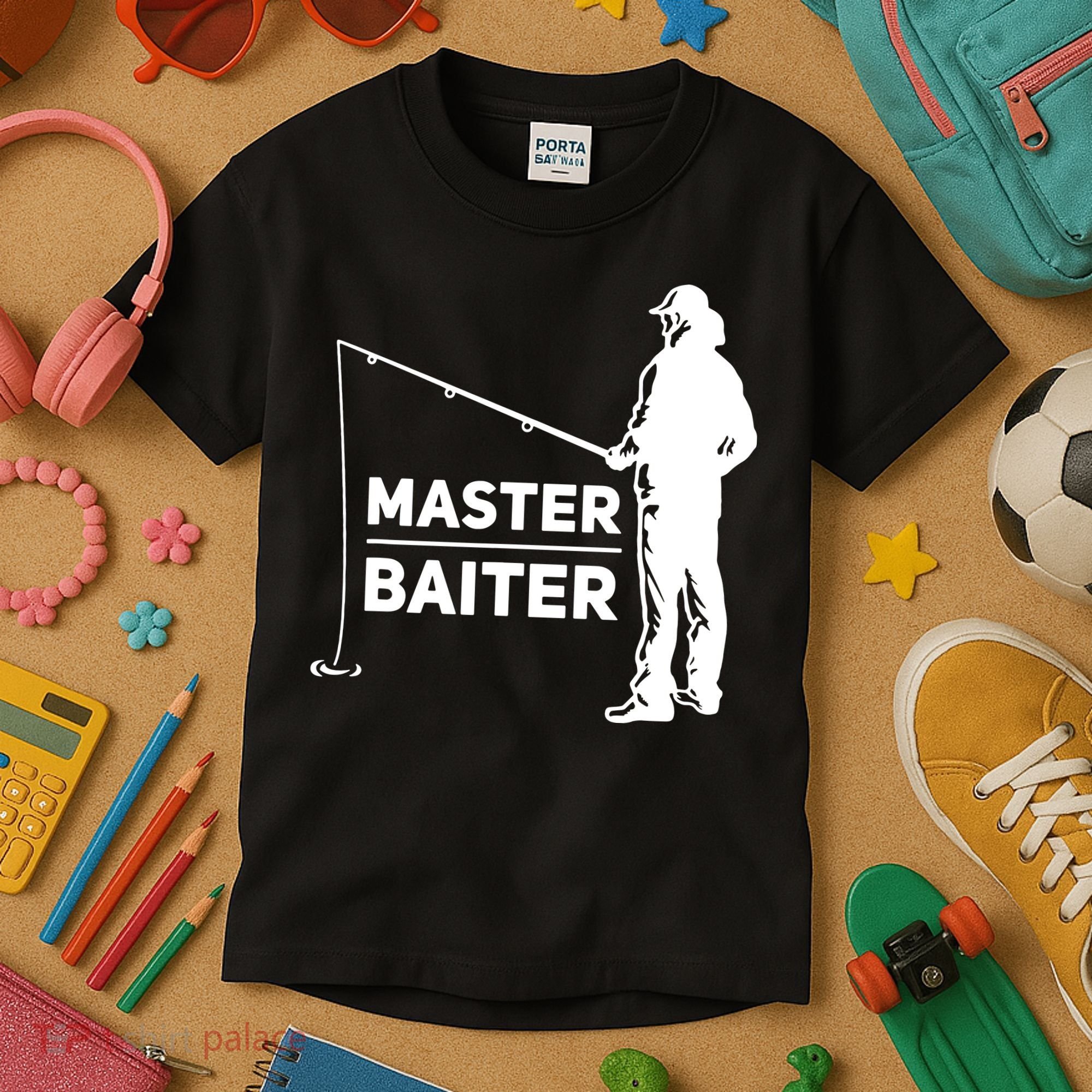 Funny Saying Master Baiter Fishing Fishermen Kids T-Shirt