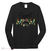 Funny Scout Mom Life Sport Mom Leopard Messy Bun Hair Long Sleeve Shirt thumb 0