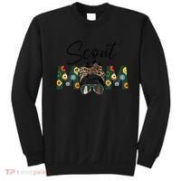 Funny Scout Mom Life Sport Mom Leopard Messy Bun Hair Sweatshirt thumb 0