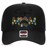 Funny Scout Mom Life Sport Mom Leopard Messy Bun Hair Hat thumb 0