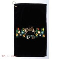 Funny Scout Mom Life Sport Mom Leopard Messy Bun Hair Golf Towel thumb 0