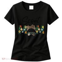 Funny Scout Mom Life Sport Mom Leopard Messy Bun Hair Women's T-Shirt thumb 0
