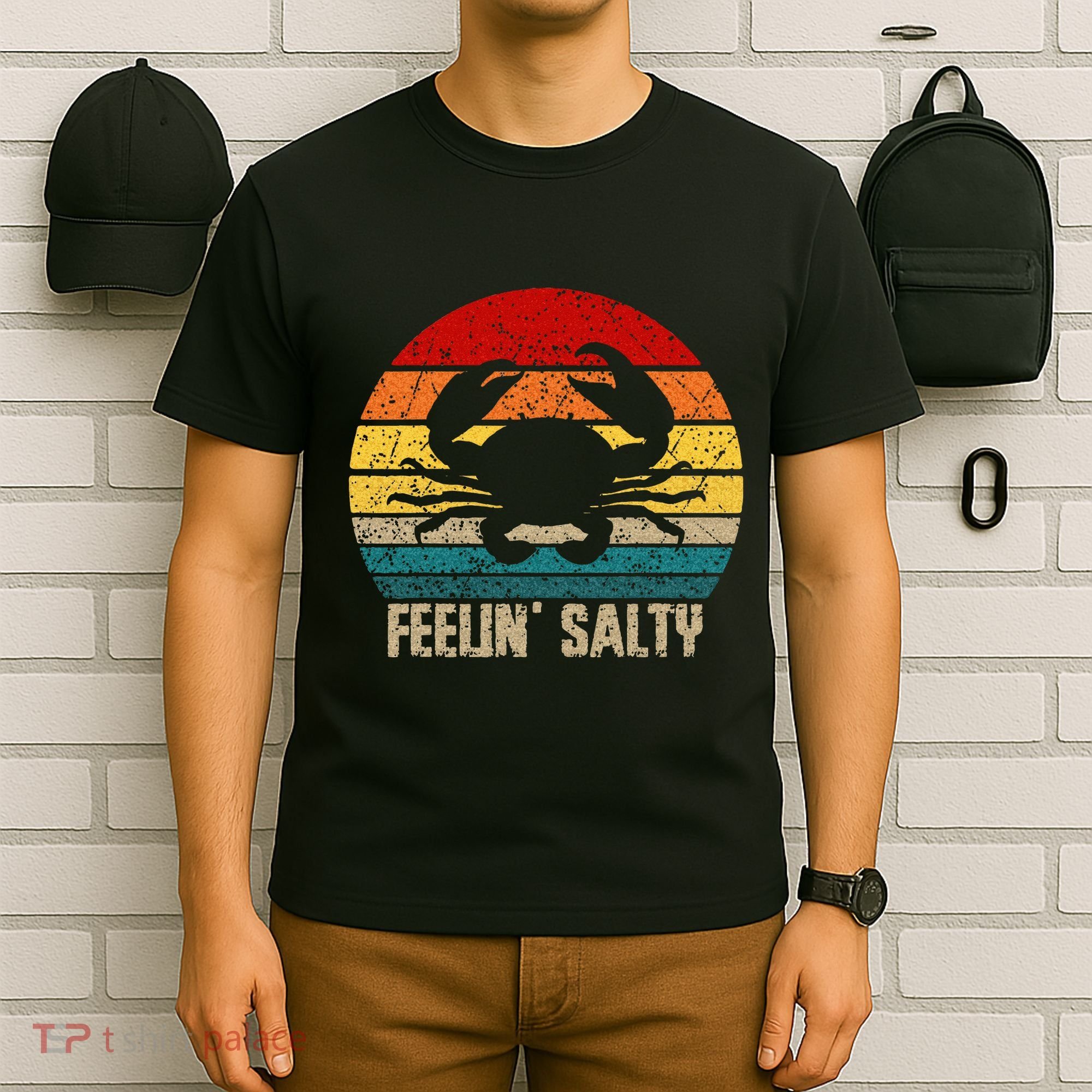 Feelin Salty Maryland Crab Sunset Graphic T-Shirt
