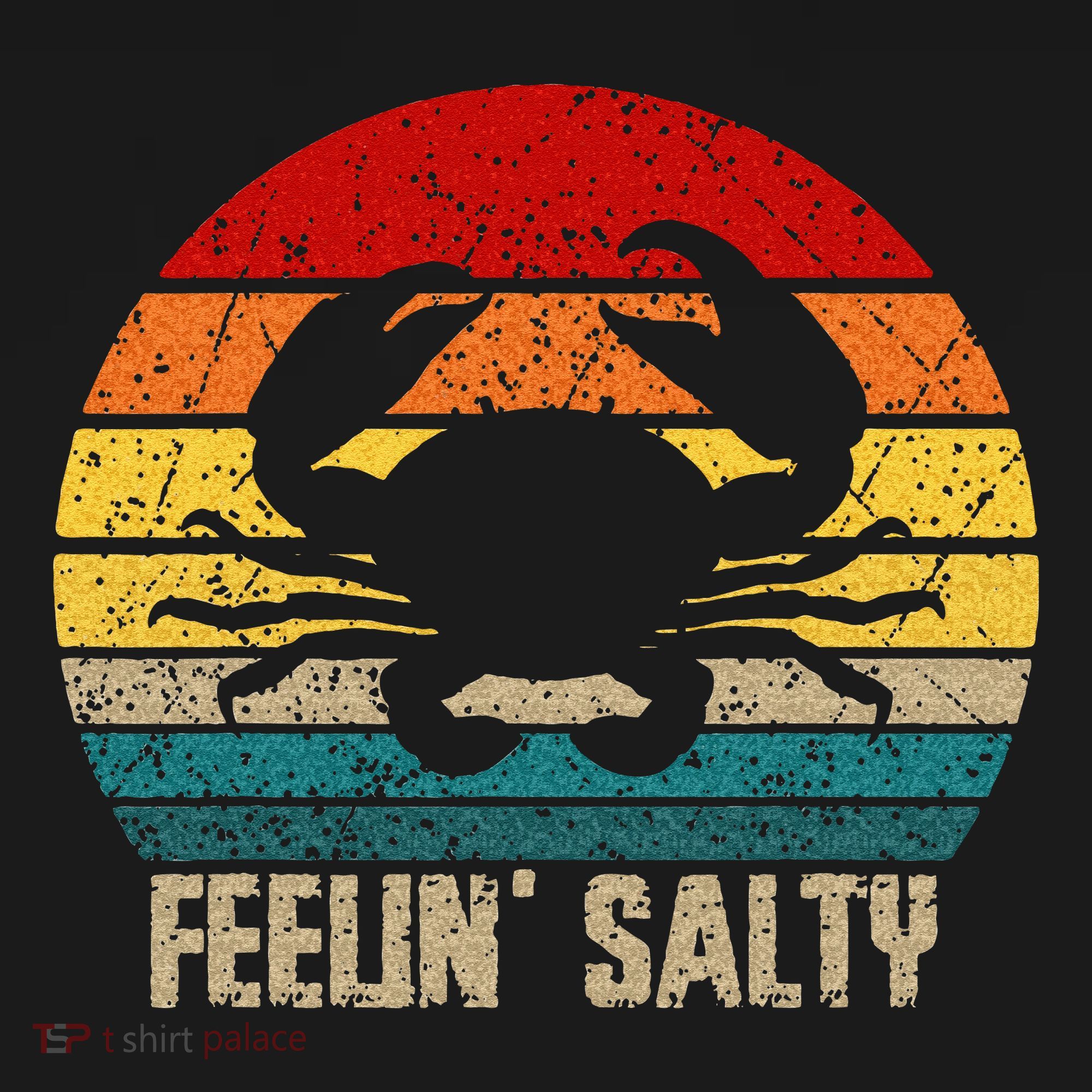 Feelin Salty Maryland Crab Sunset Graphic T-Shirt