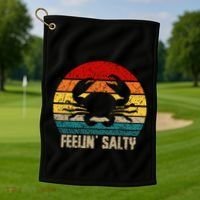 Feelin Salty Maryland Crab Sunset Graphic Golf Towel thumb 1