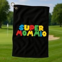 Funny Super Mommio Mother's Day Gamer Golf Towel thumb 1