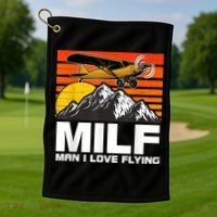 Funny Saying MILF Man I Love Flying Golf Towel thumb 1