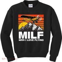 Funny Saying MILF Man I Love Flying Kids Sweatshirt thumb 0