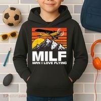 Funny Saying MILF Man I Love Flying Kids Hoodie thumb 2