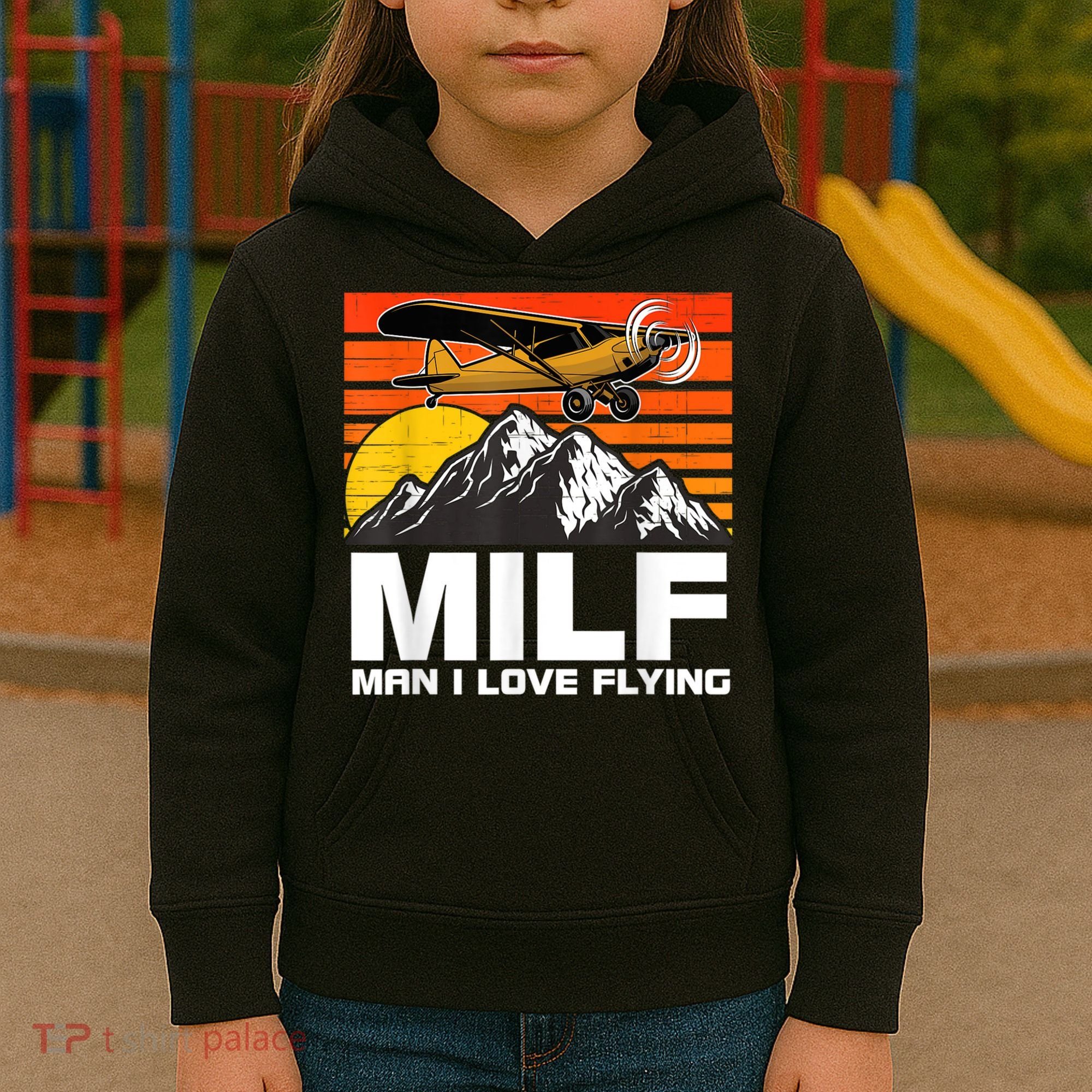 Funny Saying MILF Man I Love Flying Kids Hoodie