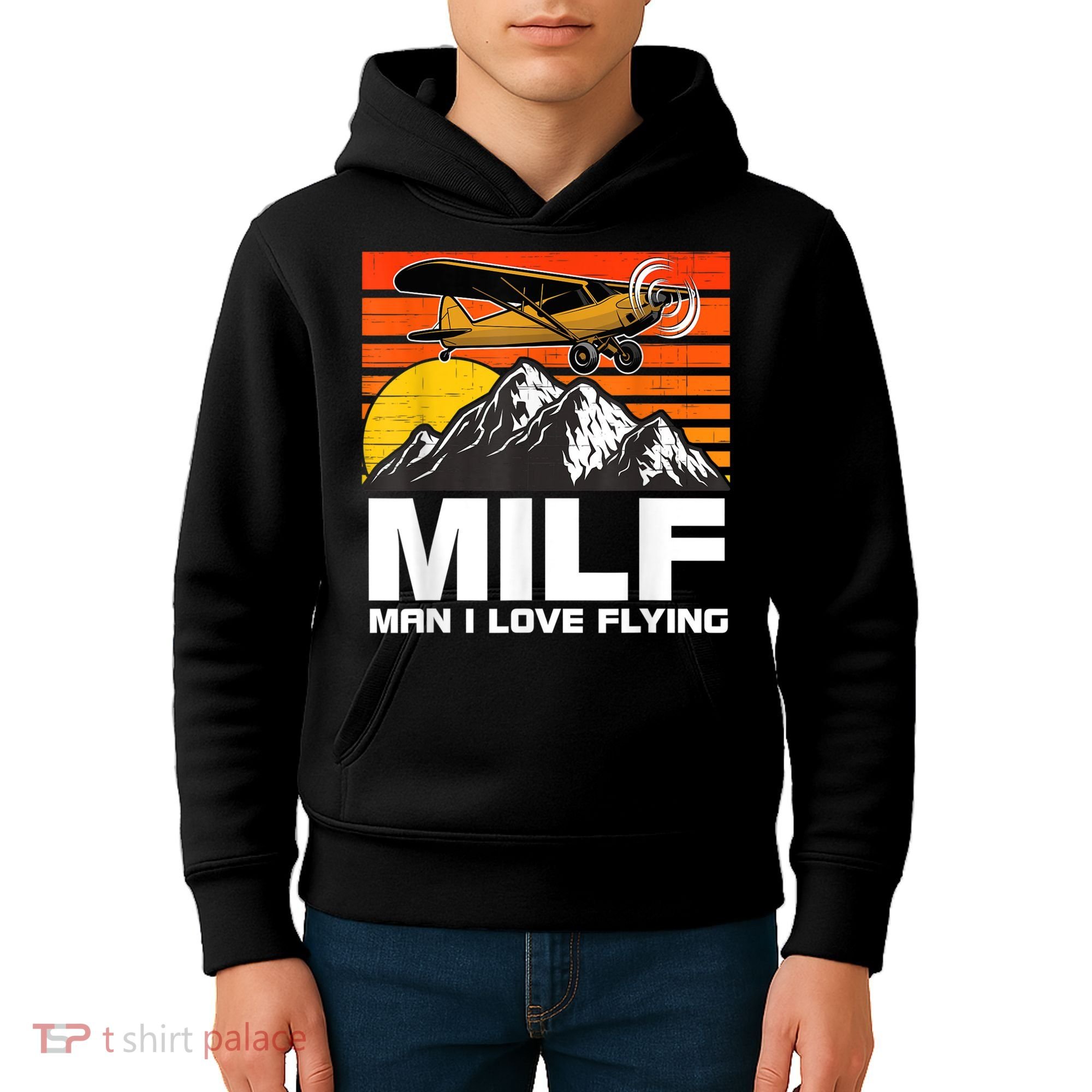 Funny Saying MILF Man I Love Flying Kids Hoodie
