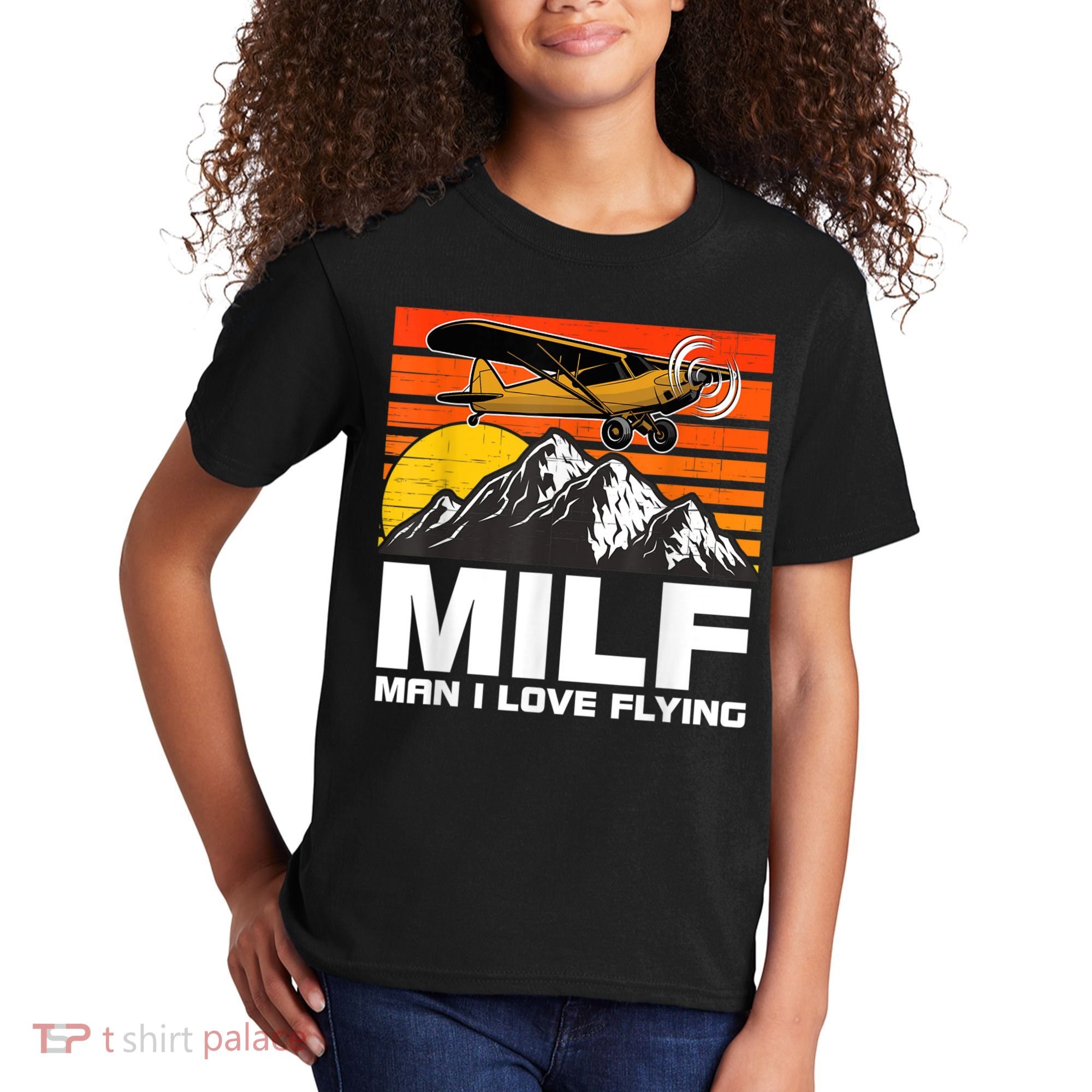 Funny Saying MILF Man I Love Flying Kids T-Shirt