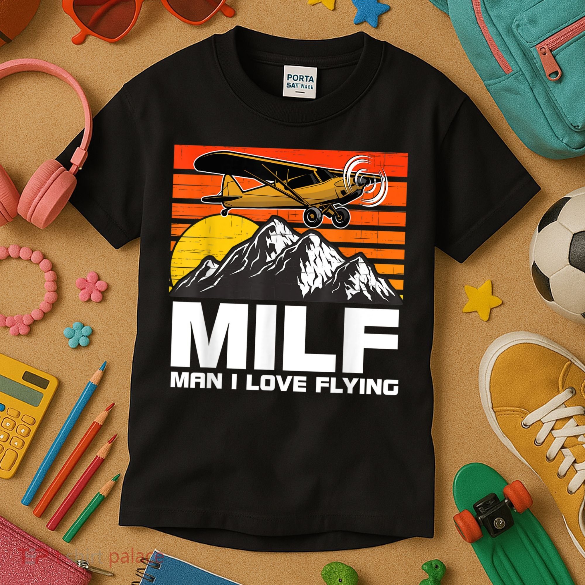 Funny Saying MILF Man I Love Flying Kids T-Shirt