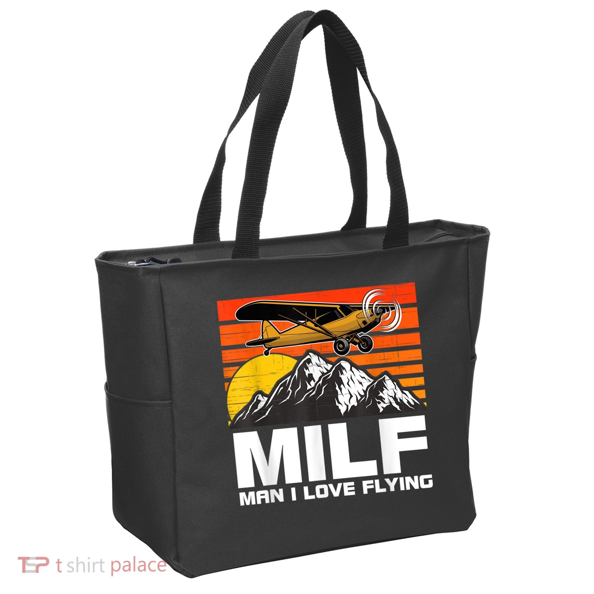 Funny Saying MILF Man I Love Flying Tote Bag