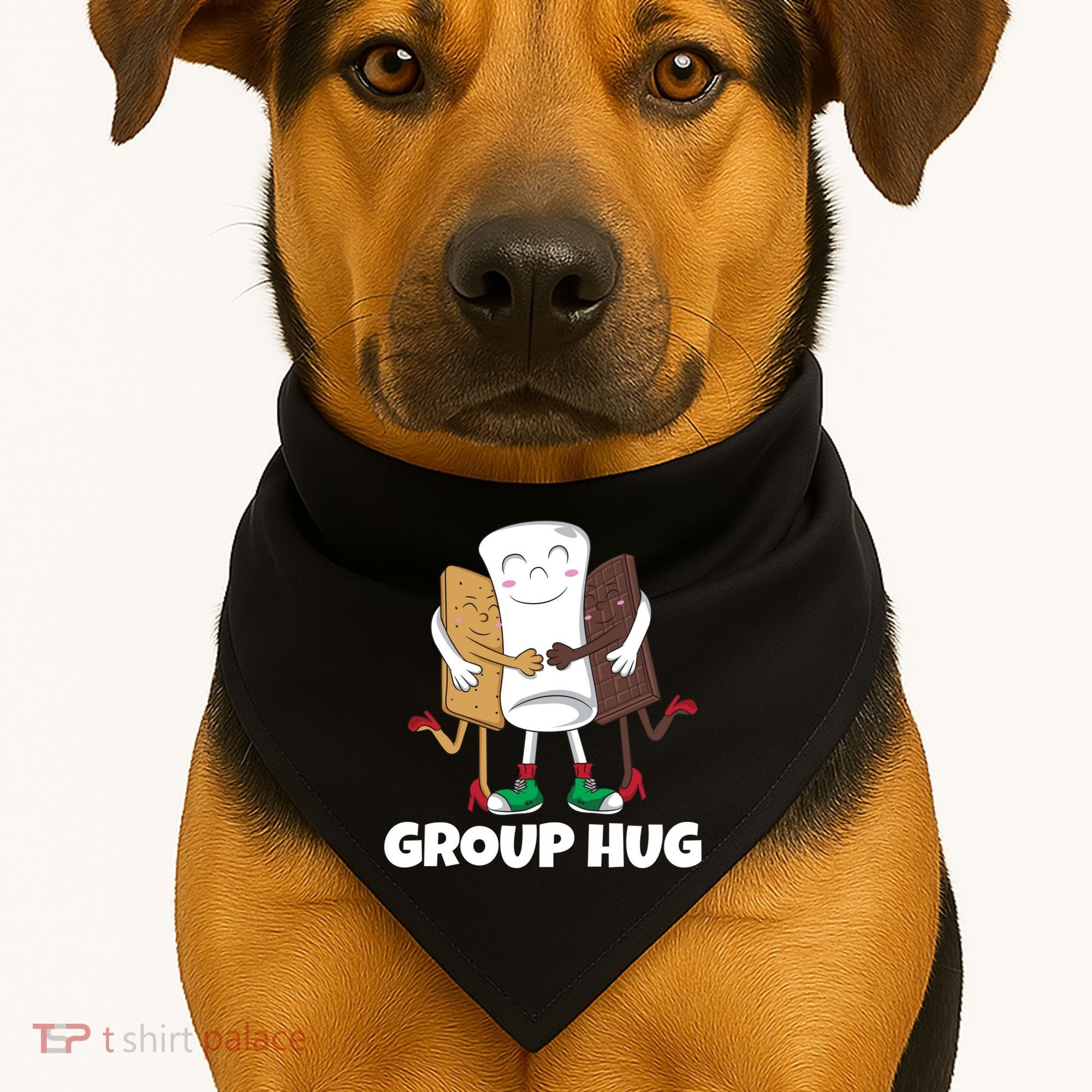 Funny Smores Marshmallow Chocolate Camping Group Hug USA-Made Doggie Bandana