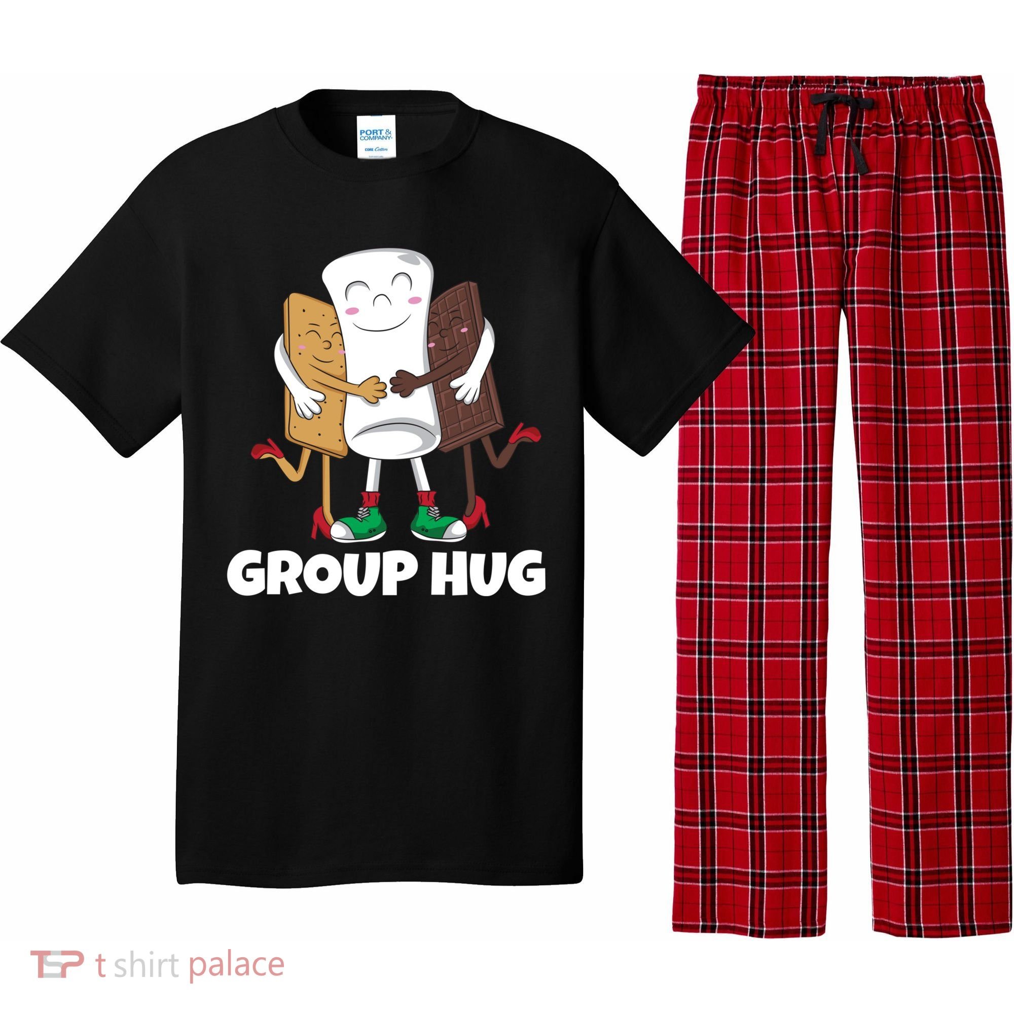 Funny Smores Marshmallow Chocolate Camping Group Hug Pajama Set