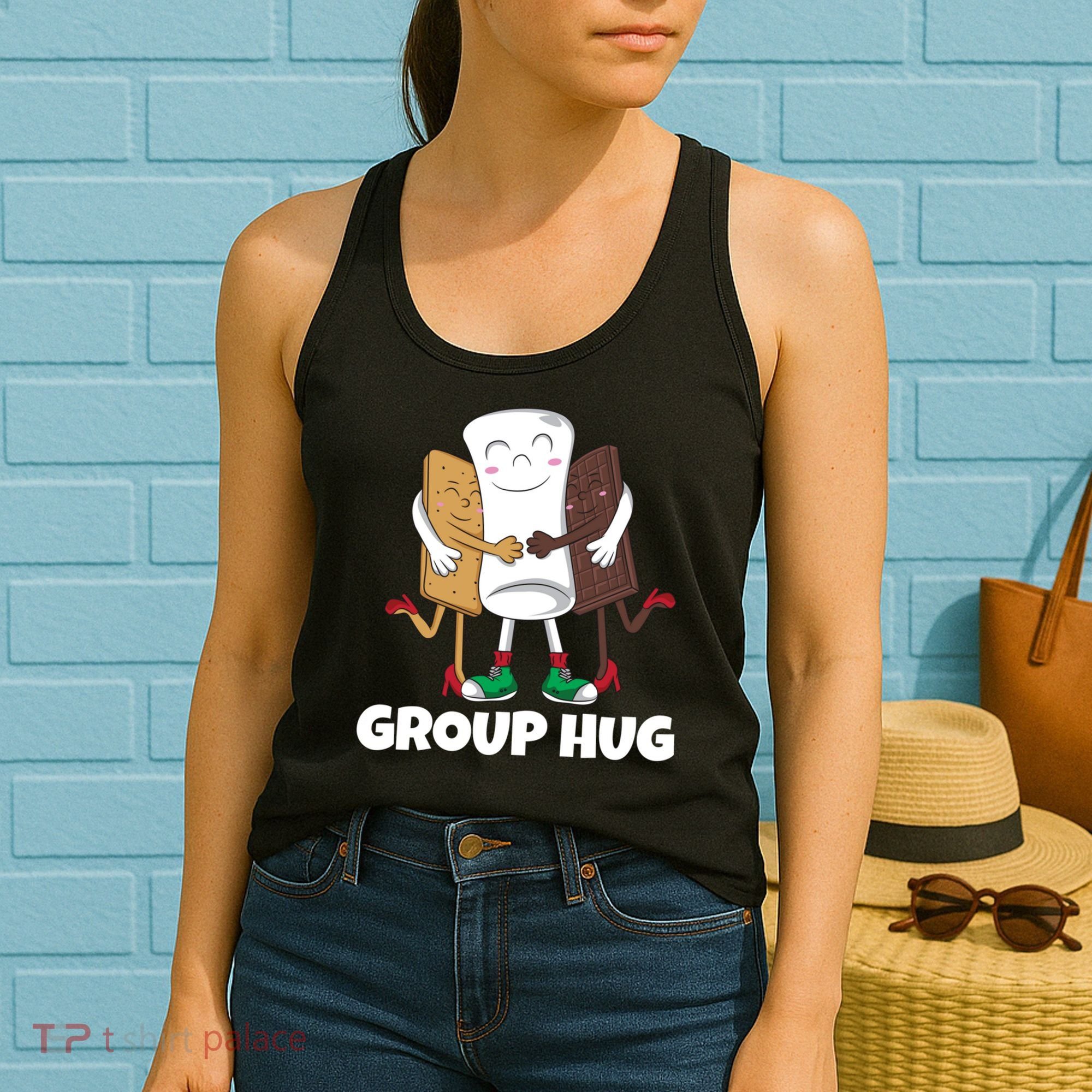Funny Smores Marshmallow Chocolate Camping Group Hug Women's Tank Top
