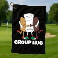Funny Smores Marshmallow Chocolate Camping Group Hug Golf Towel thumb 1
