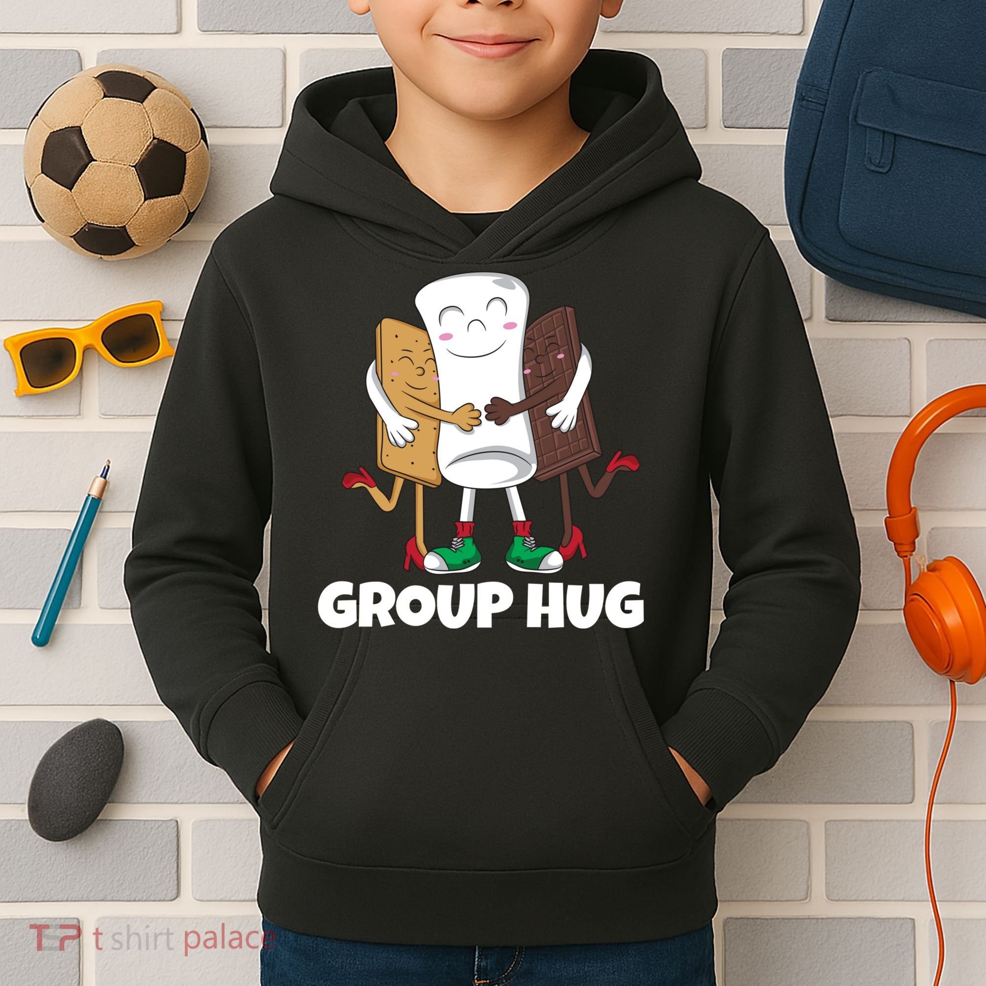 Funny Smores Marshmallow Chocolate Camping Group Hug Kids Hoodie
