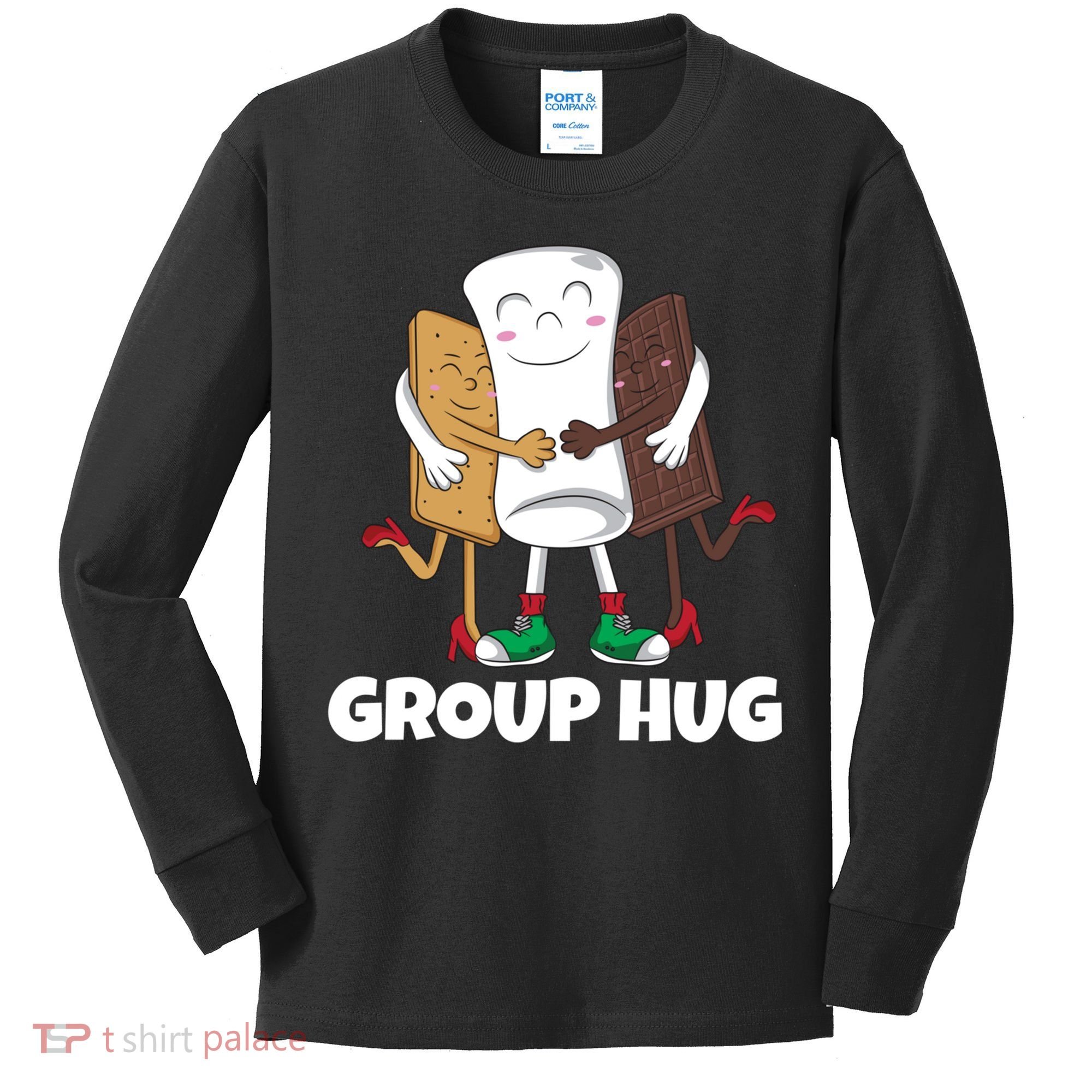 Funny Smores Marshmallow Chocolate Camping Group Hug Kids Long Sleeve Shirt