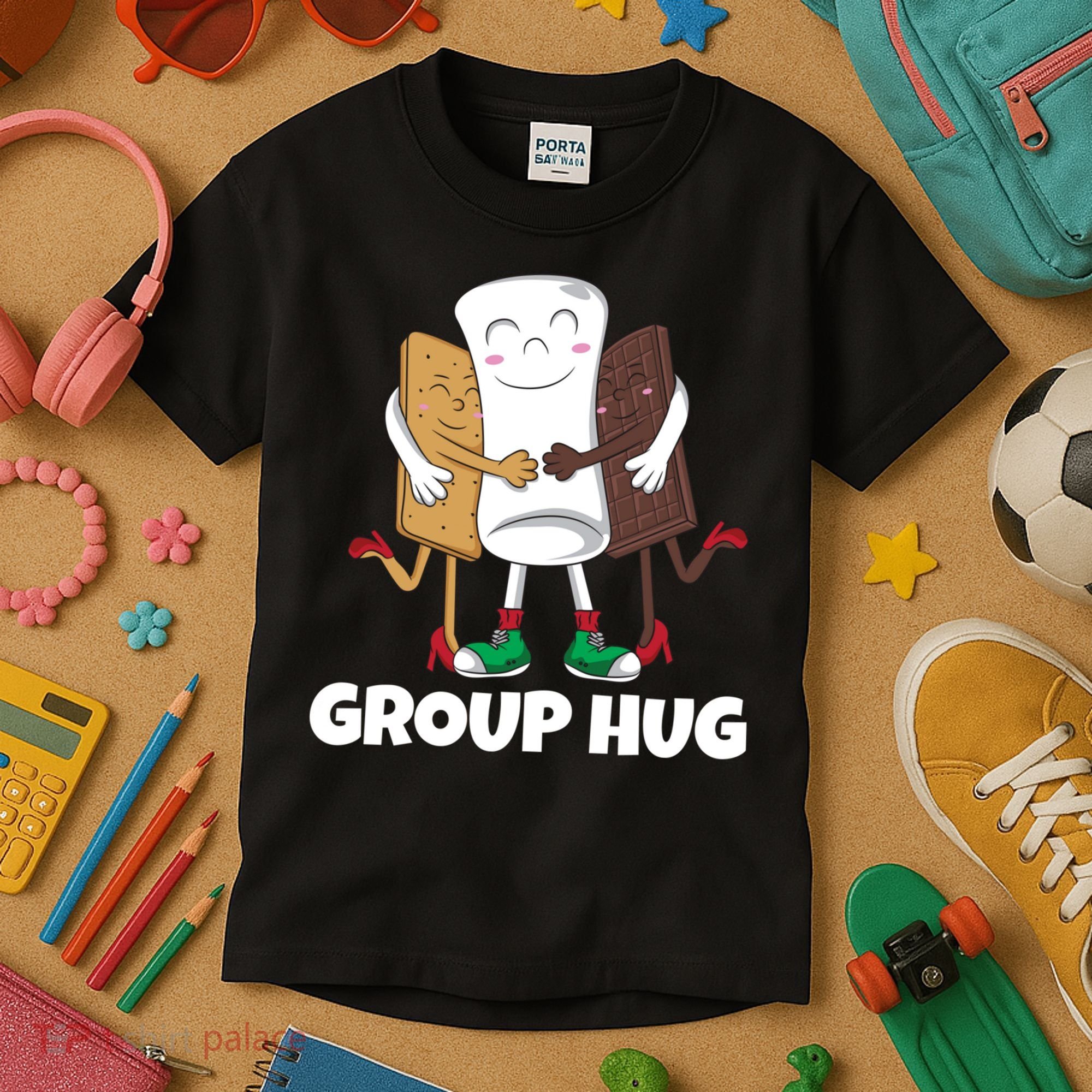 Funny Smores Marshmallow Chocolate Camping Group Hug Kids T-Shirt