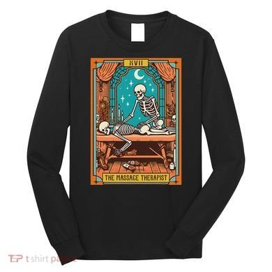 Funny Skeleton Massage Therapy Massage Therapist Tarot Card Long Sleeve Shirt