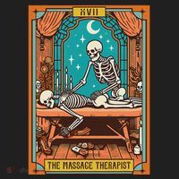 Funny Skeleton Massage Therapy Massage Therapist Tarot Card Beanie thumb 2