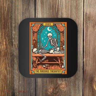Funny Skeleton Massage Therapy Massage Therapist Tarot Card Coaster