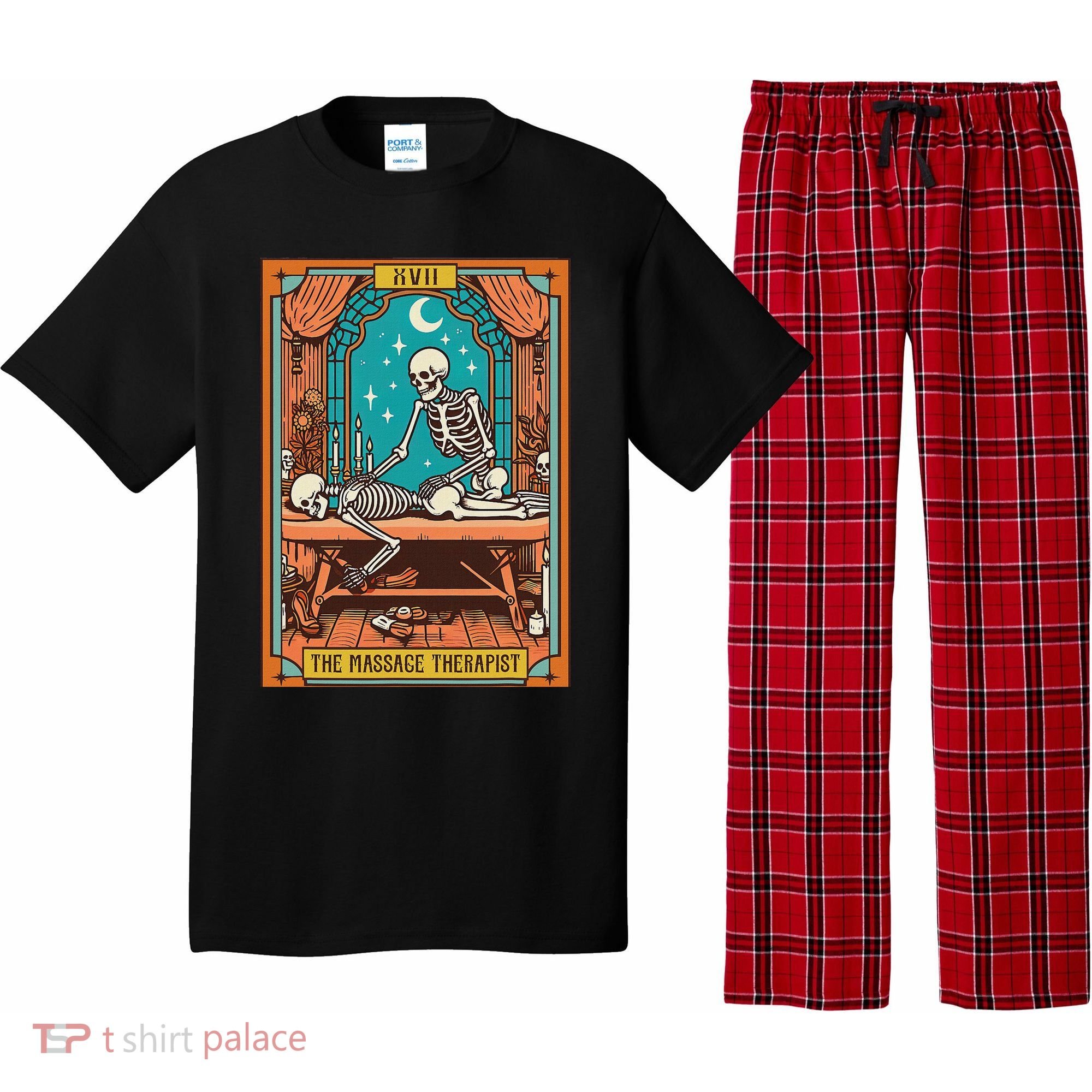 Funny Skeleton Massage Therapy Massage Therapist Tarot Card Pajama Set