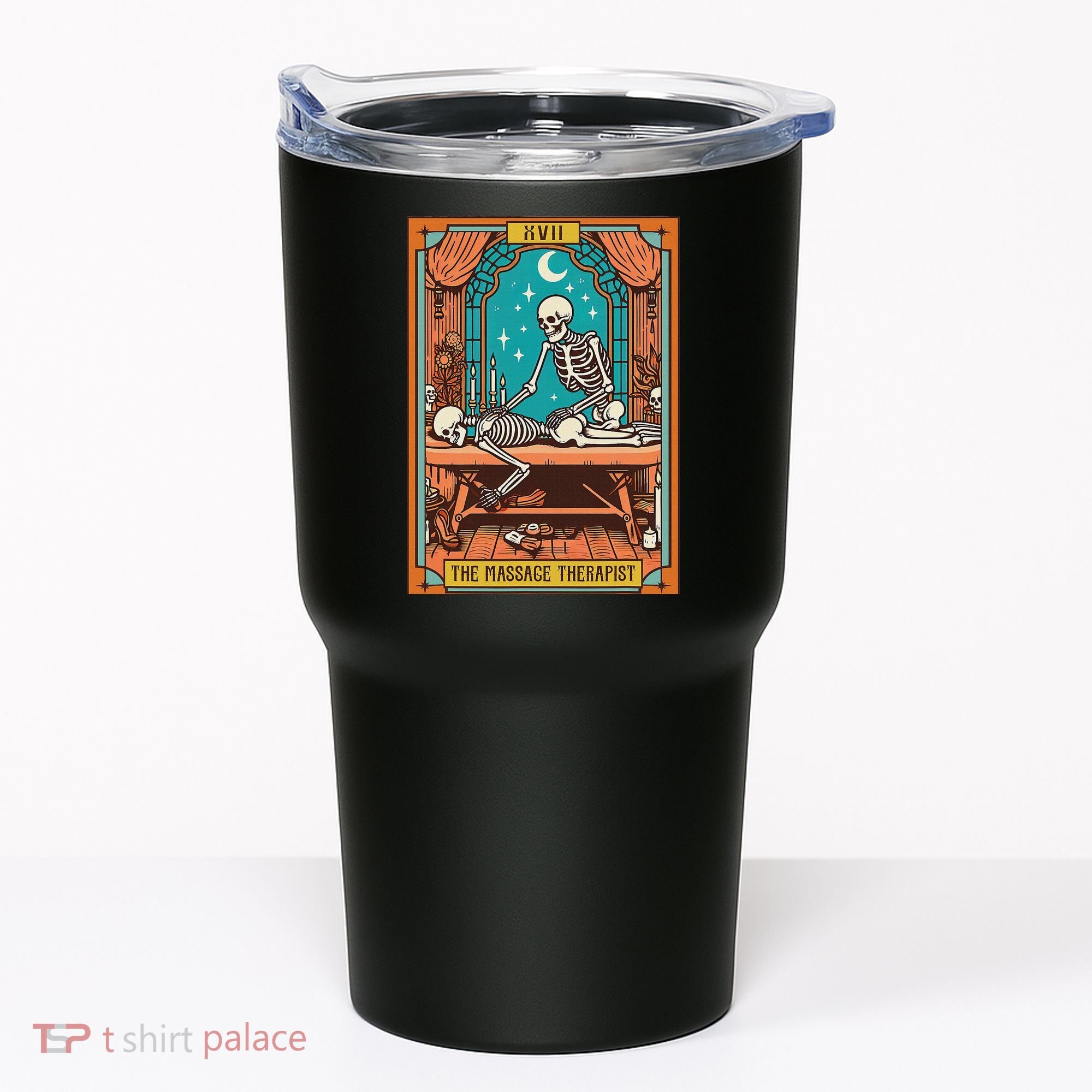 Funny Skeleton Massage Therapy Massage Therapist Tarot Card Tumbler