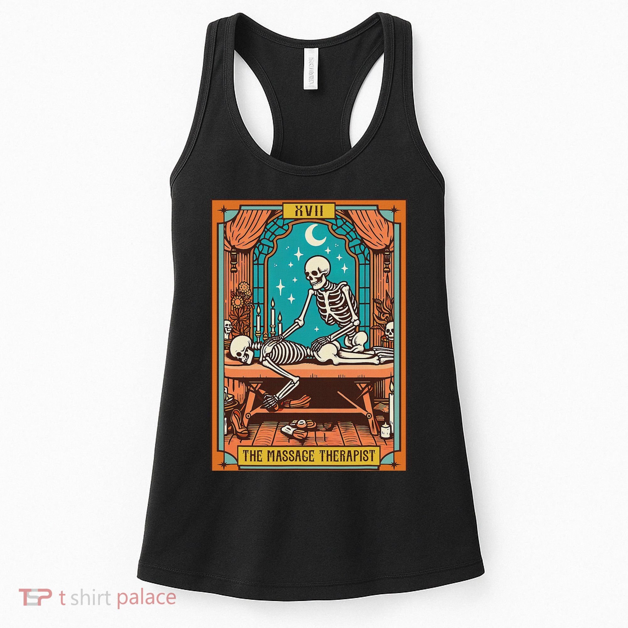 Funny Skeleton Massage Therapy Massage Therapist Tarot Card Women's Tank Top