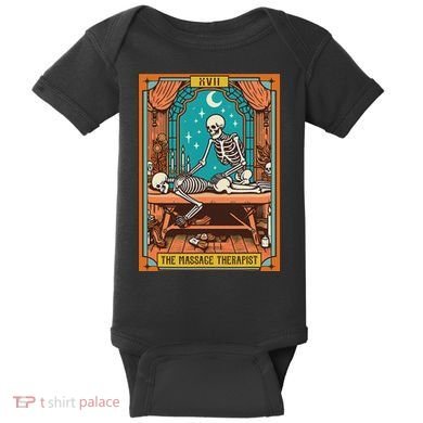 Funny Skeleton Massage Therapy Massage Therapist Tarot Card Baby Bodysuit