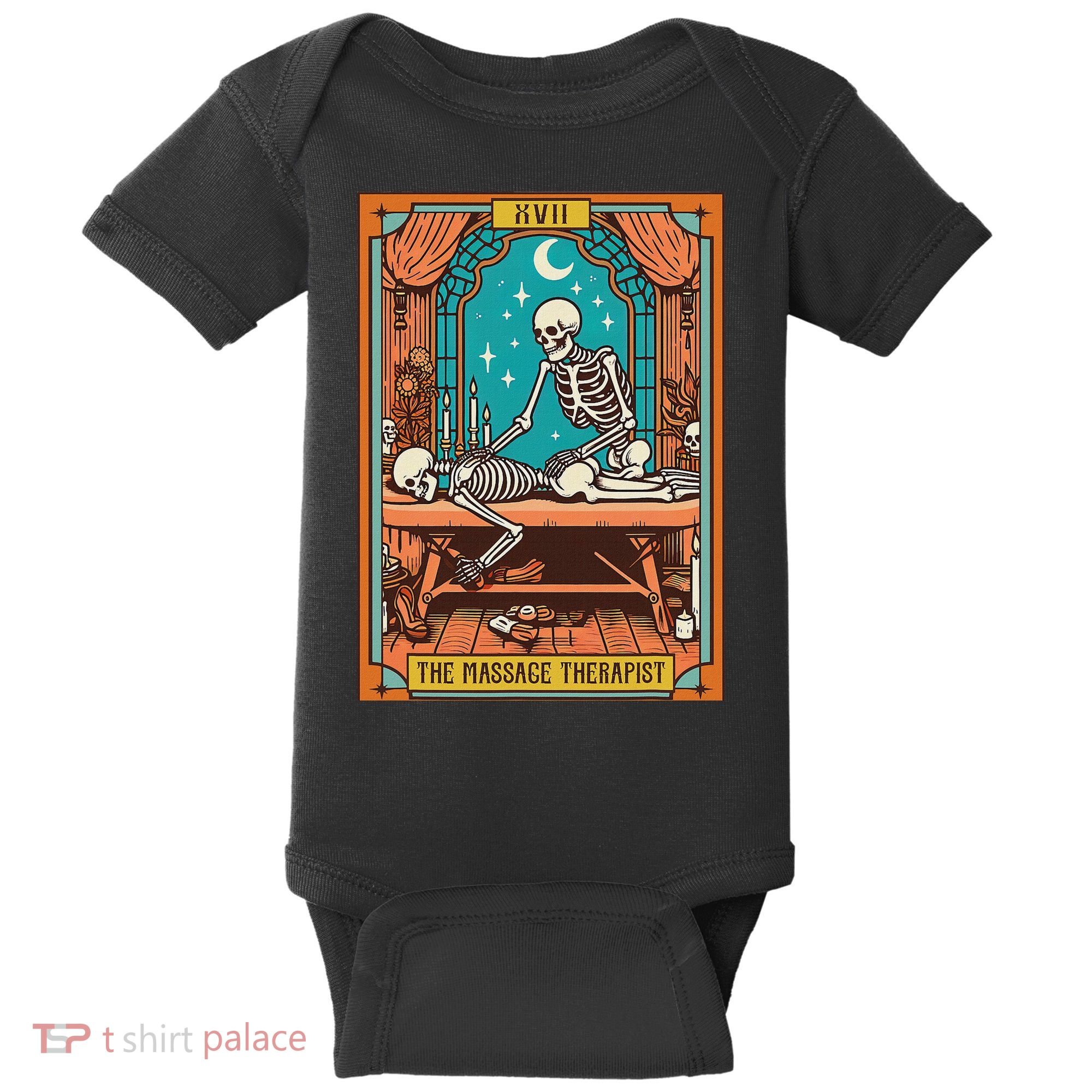 Funny Skeleton Massage Therapy Massage Therapist Tarot Card Baby Bodysuit