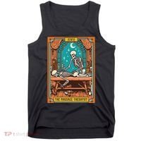 Funny Skeleton Massage Therapy Massage Therapist Tarot Card Tank Top thumb 0