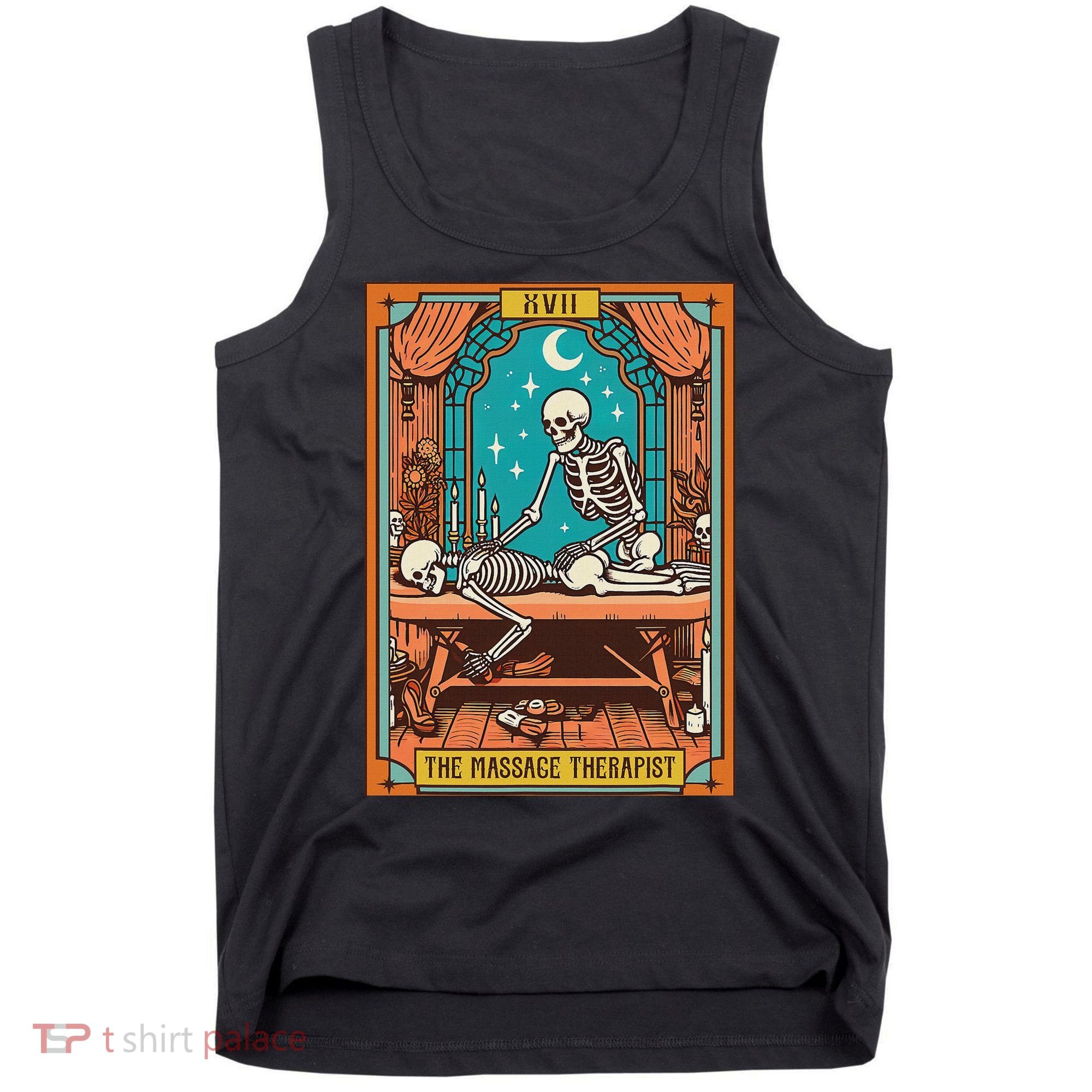 Funny Skeleton Massage Therapy Massage Therapist Tarot Card Tank Top