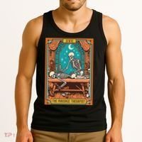 Funny Skeleton Massage Therapy Massage Therapist Tarot Card Tank Top thumb 3