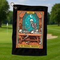 Funny Skeleton Massage Therapy Massage Therapist Tarot Card Golf Towel thumb 1