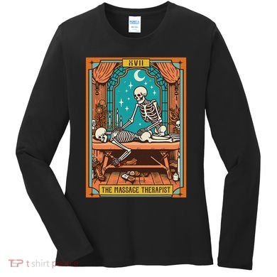 Funny Skeleton Massage Therapy Massage Therapist Tarot Card Women's Long Sleeve Shirt