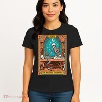 Funny Skeleton Massage Therapy Massage Therapist Tarot Card Women's T-Shirt thumb 4