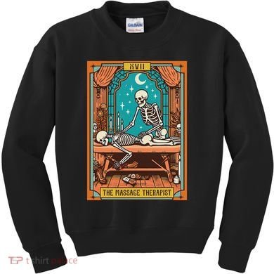 Funny Skeleton Massage Therapy Massage Therapist Tarot Card Kids Sweatshirt