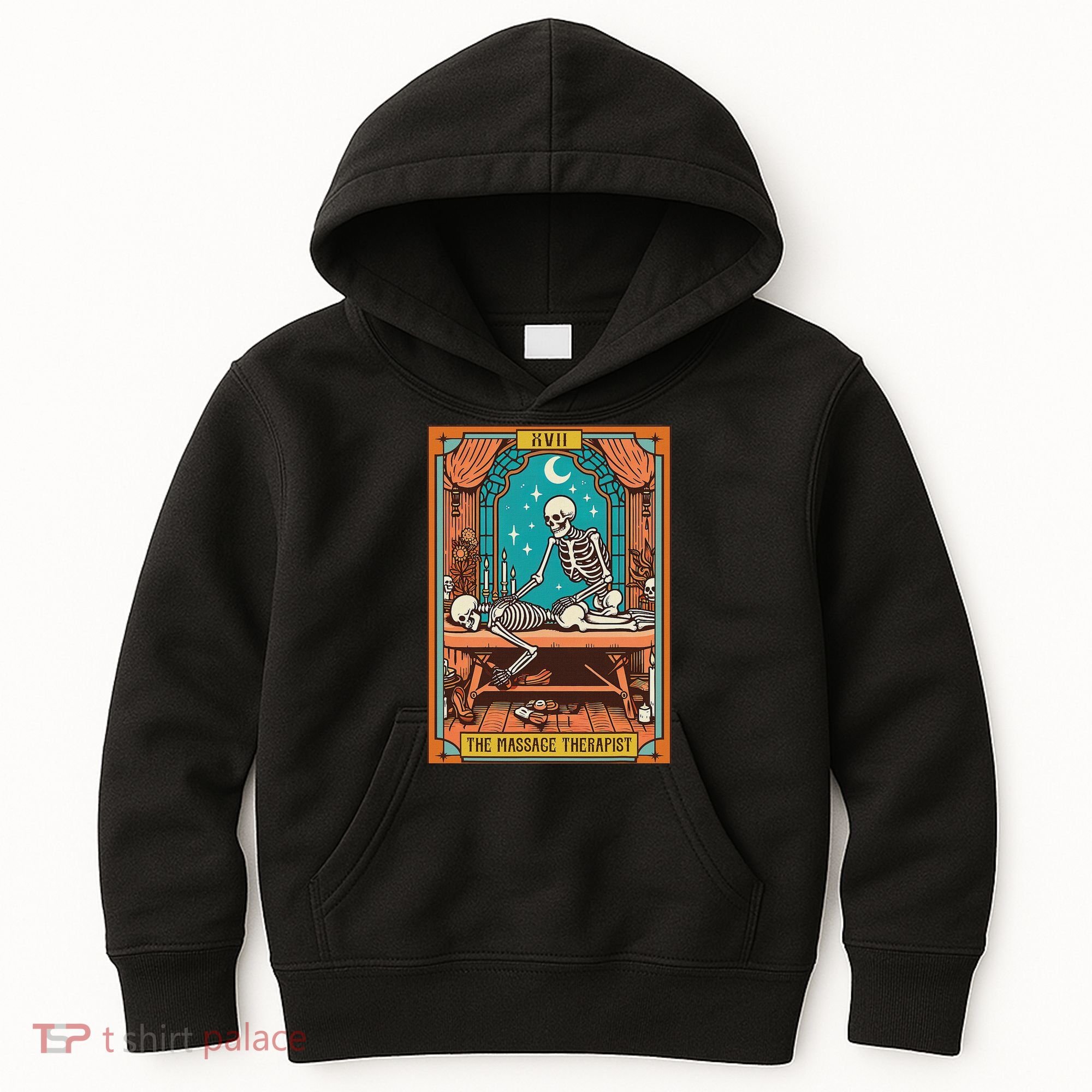 Funny Skeleton Massage Therapy Massage Therapist Tarot Card Kids Hoodie