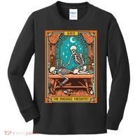Funny Skeleton Massage Therapy Massage Therapist Tarot Card Kids Long Sleeve Shirt thumb 0