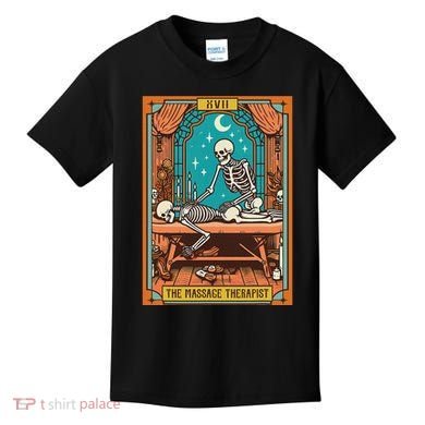 Funny Skeleton Massage Therapy Massage Therapist Tarot Card Kids T-Shirt