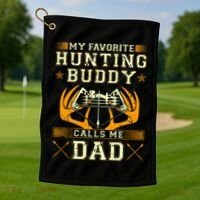 Father Son Matching Hunting Buddies Hunting Dad Cute Gift Golf Towel thumb 1