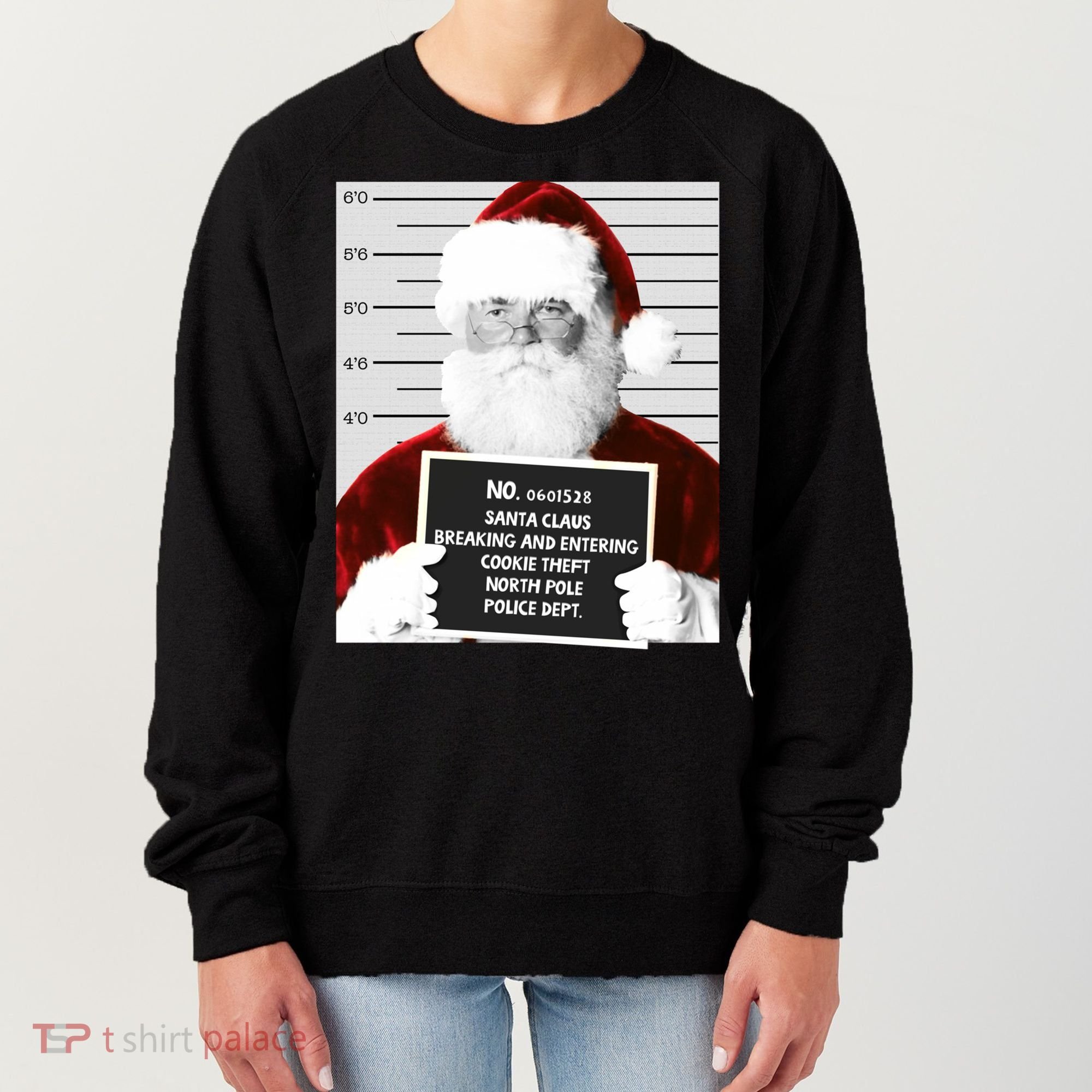 Funny Santa Mugshot Santa Claus Jailed Christmas Gift Women's Sweatshirt