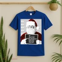 Funny Santa Mugshot Santa Claus Jailed Christmas Gift T-Shirt thumb 2