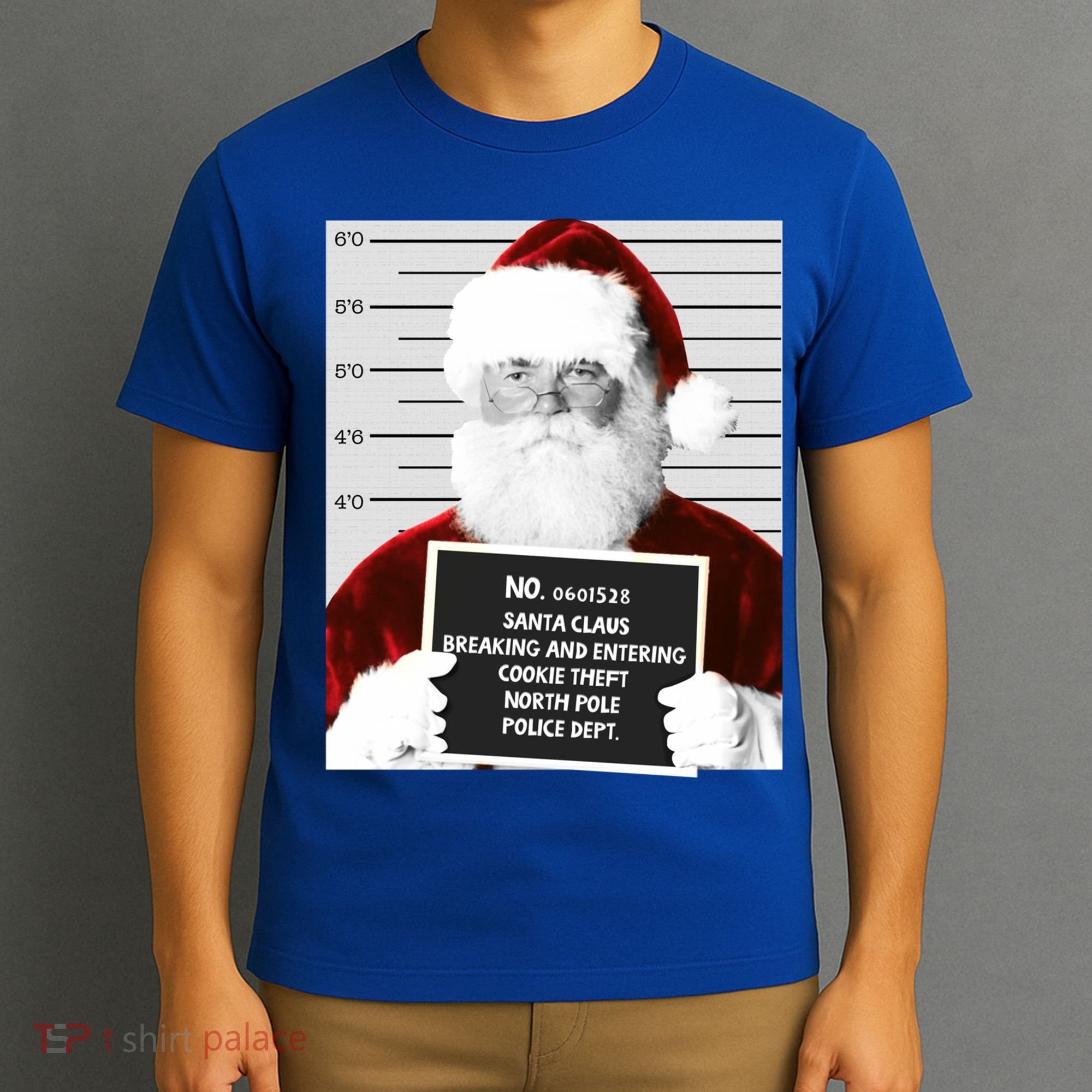 Funny Santa Mugshot Santa Claus Jailed Christmas Gift T-Shirt