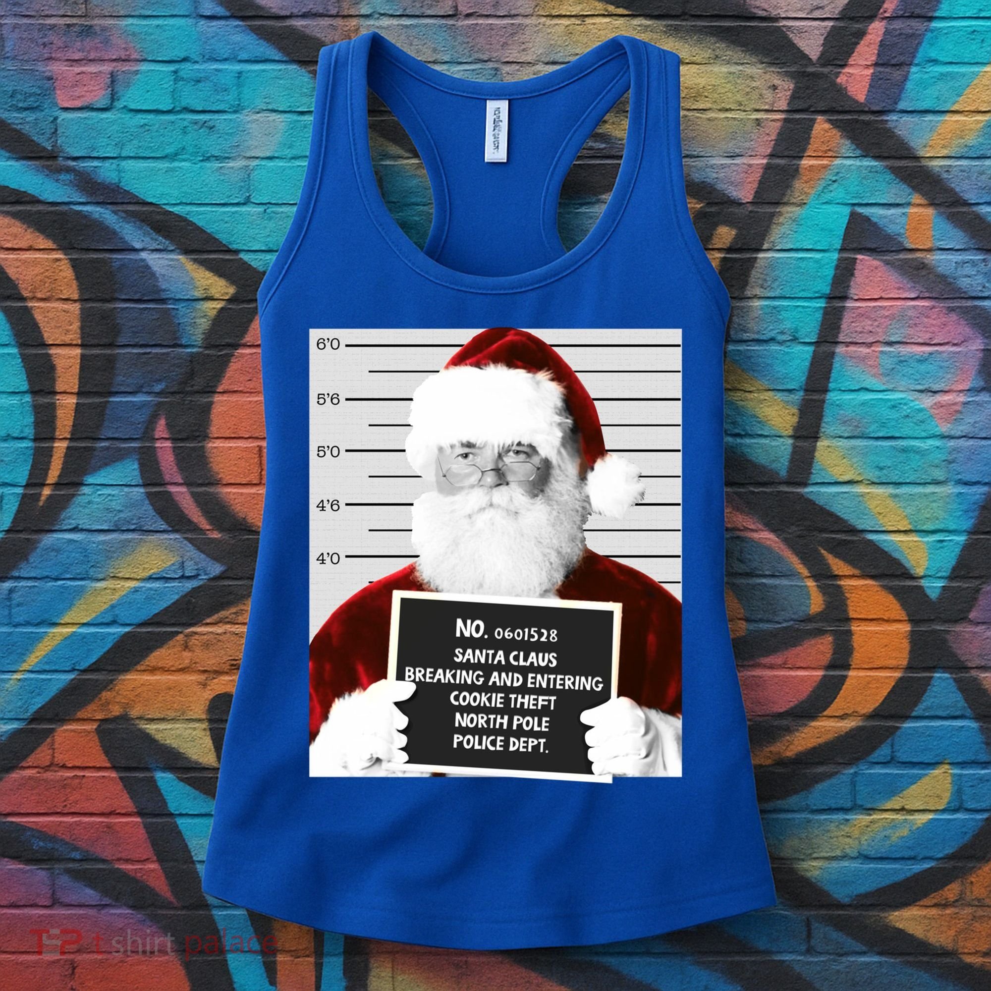 Funny Santa Mugshot Santa Claus Jailed Christmas Gift Women's Tank Top